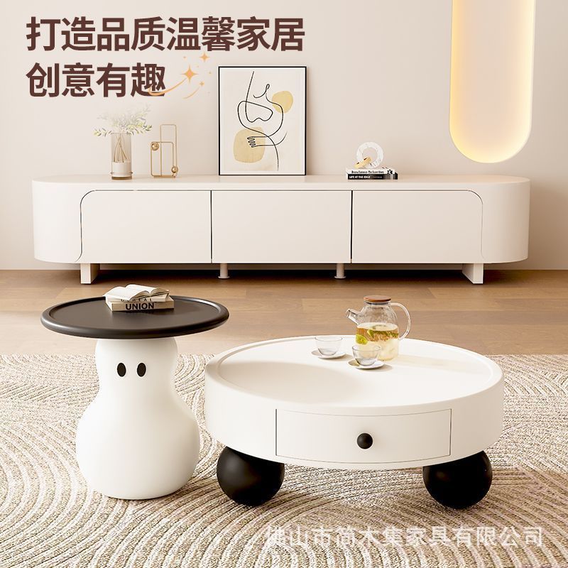 新しいクリーム風雪だるまコーヒーテーブルテレビキャビネット組み合わせモダンシンプルクリエイティブホーム小さなアパートリビングルーム引き出し付き|undefined