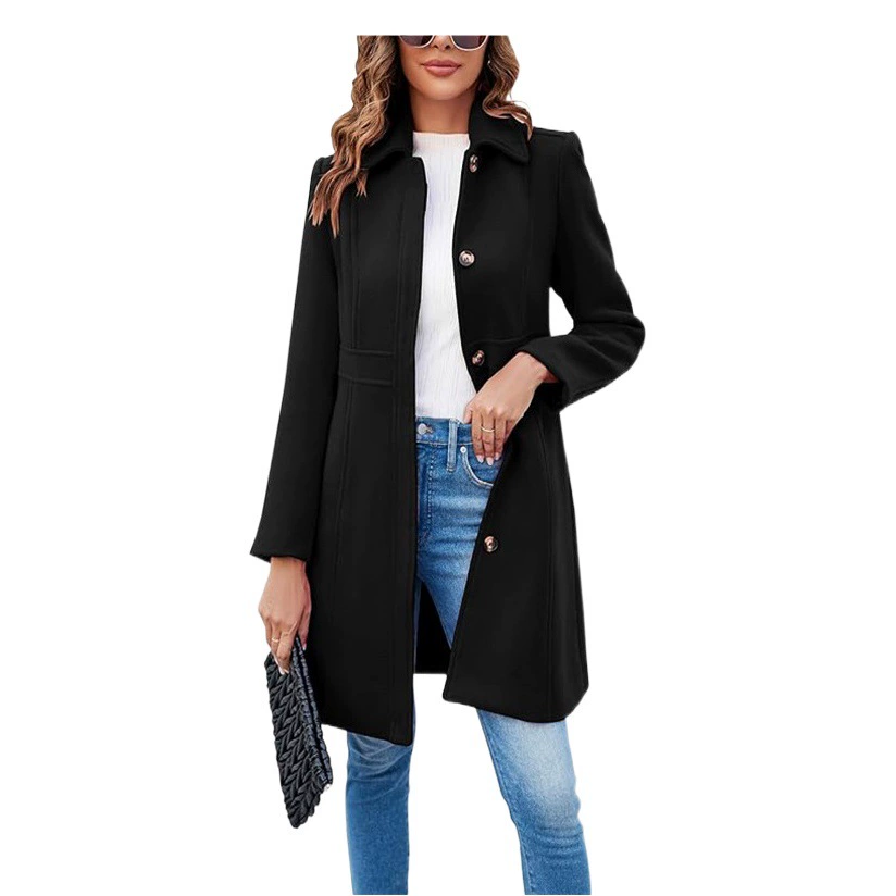 Новинка Amazon: элегантное женское зимнее пальто-пальто с длинными рукавами, однобортное, с отложным воротником, на подкладке.