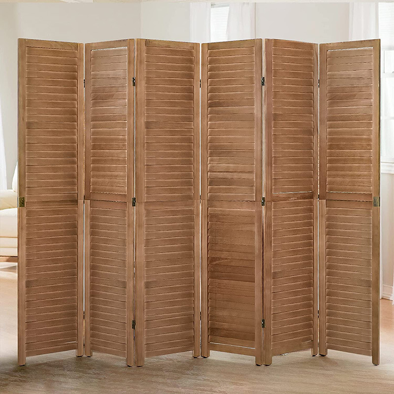 Wooden Screen 6 Panel Privacy Screen Room Free Standing Bedroom Office Partition Wall Divider Home
