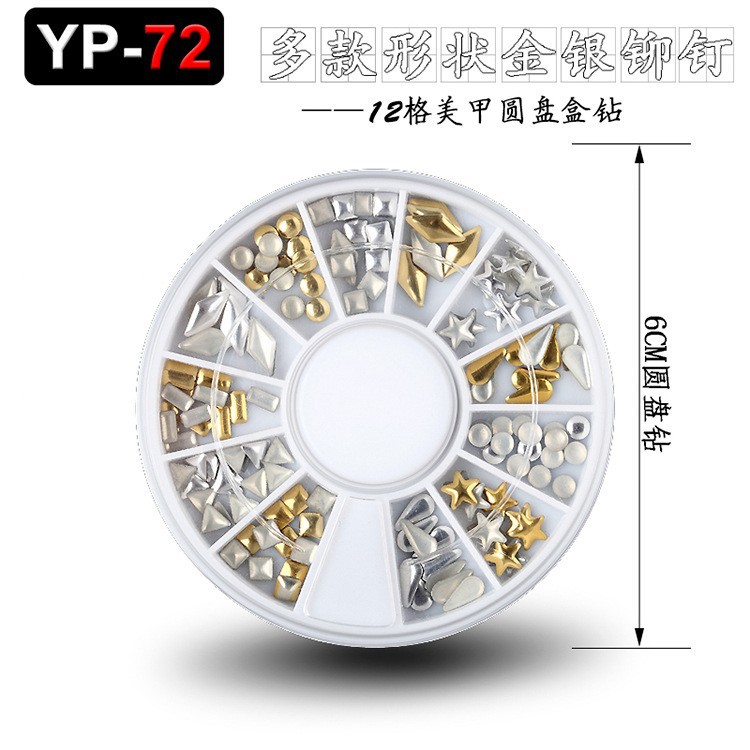 Accesorios para decoración de uñas con forma especial, diamantes de imitación de resina, tachuelas metálicas iridiscentes, caja de diamantes de imitación mixtos de 12 compartimentos, fabricante de materiales con forma especial, venta al por mayor