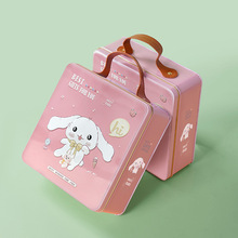 饼干糖果铁盒马口铁正方形小狗铁盒高颜值喜糖罐子长方形精美铁罐