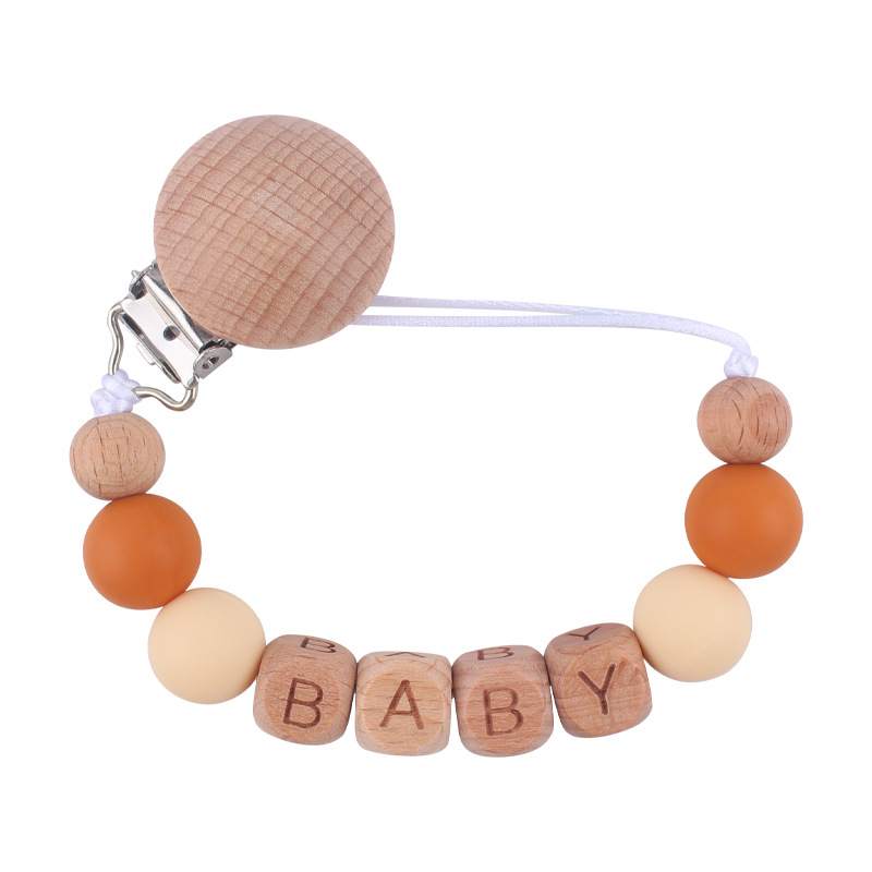 Nuevos suministros para bebés Haya clip redondo Cadena de pezón calmante bebé contraste color cuentas de silicona mordedura pezón cadena anti-caída
