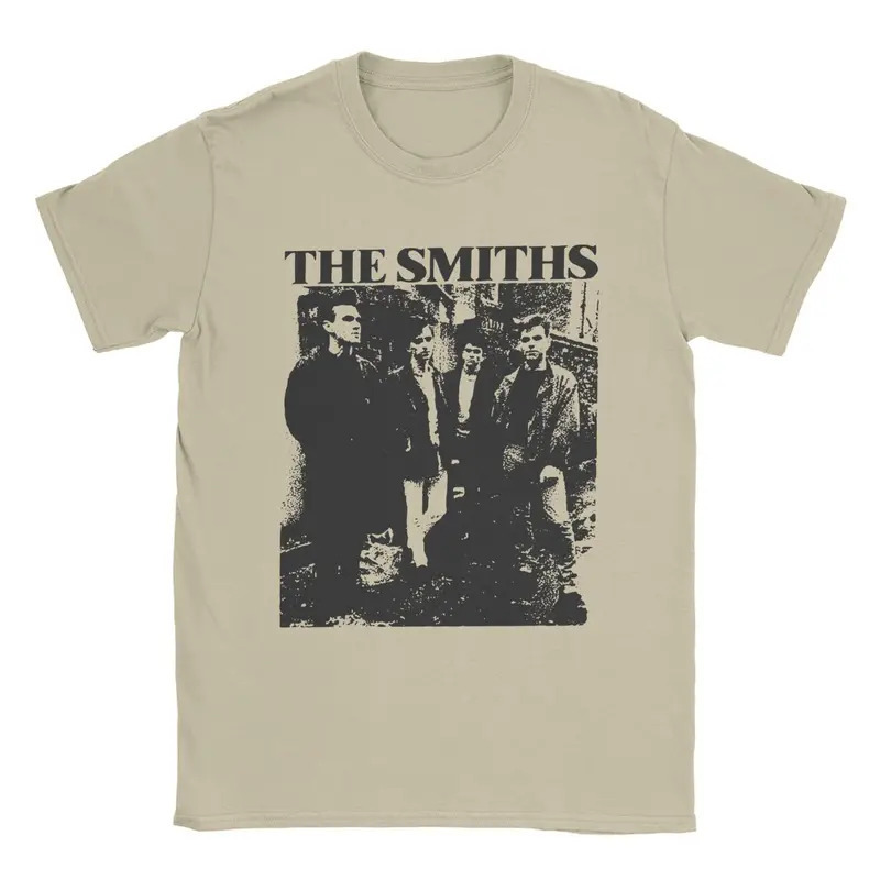 Cross-Border European Size Pure Cotton T-Shirt Plus Size Men's Clothing the Smiths Retro Pencil Drawing Style Music Leisure