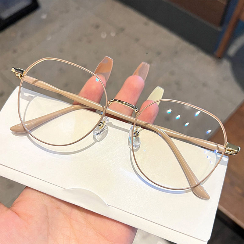 新しいパーソナライズされたインスタイルの大型フレーム、度なしのプレーンミラー、女性用のトレンディなインターネットセレブスタイルのメガネフレーム、近視を装備可能|undefined