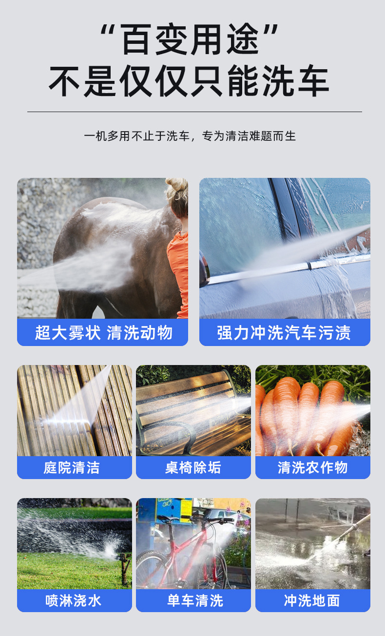 Wireless Car Washing Machine Portable Car High-Pressure Water Gun High-Power Car Lithium Battery Household Electric Car Washing Artifact