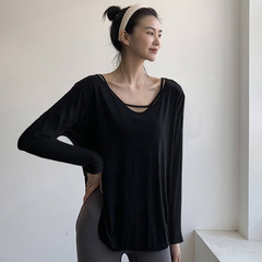 Relaxed outerwear yoga t-shirt set for women, new spring and autumn version, trending Pilates and slimming running sport top