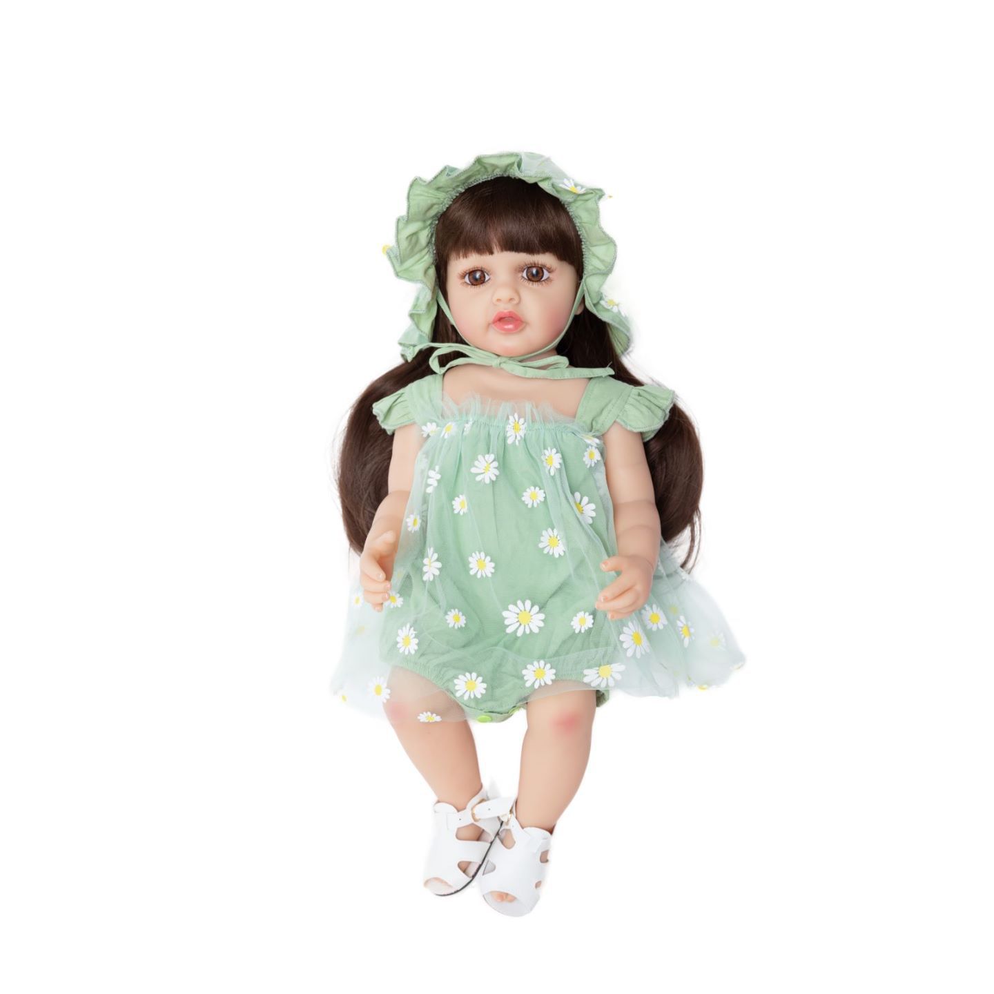 Shake The Voice to appease the rebirth doll full body soft lotus leaf skirt simulation baby female doll cross-border e-commerce doll 55m