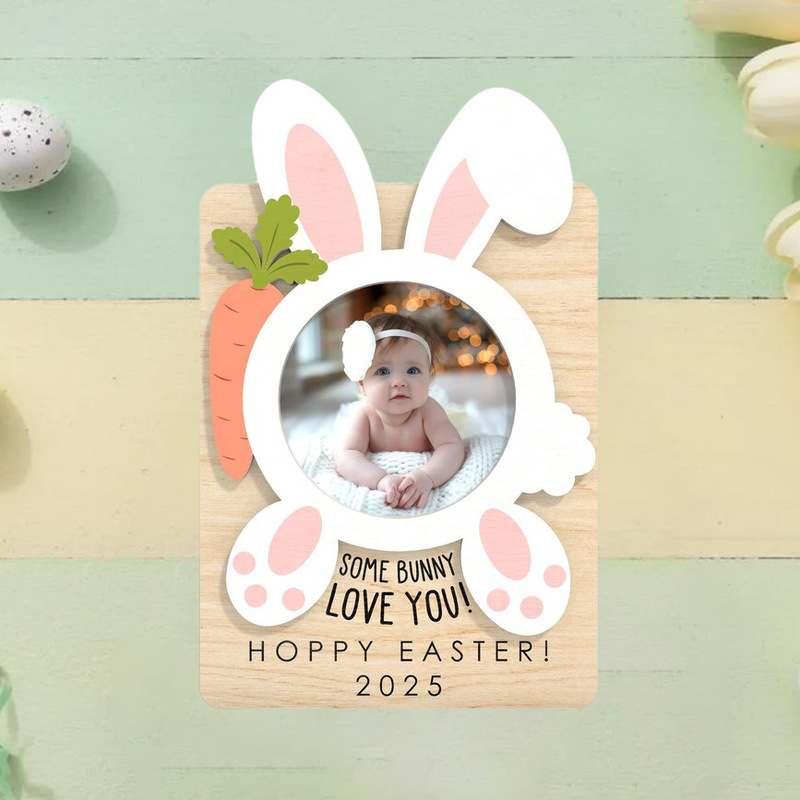 Cross-Border Refrigerator Photo Frame Magnet Easter Children's Gift Rabbit Egg Photo Frame Baby Photo Frame Wooden Crafts Cross-Border Refrigerator Photo Frame Magnet Easter Children's Gift Rabbit Egg Photo Frame Baby Photo Frame Wooden Crafts