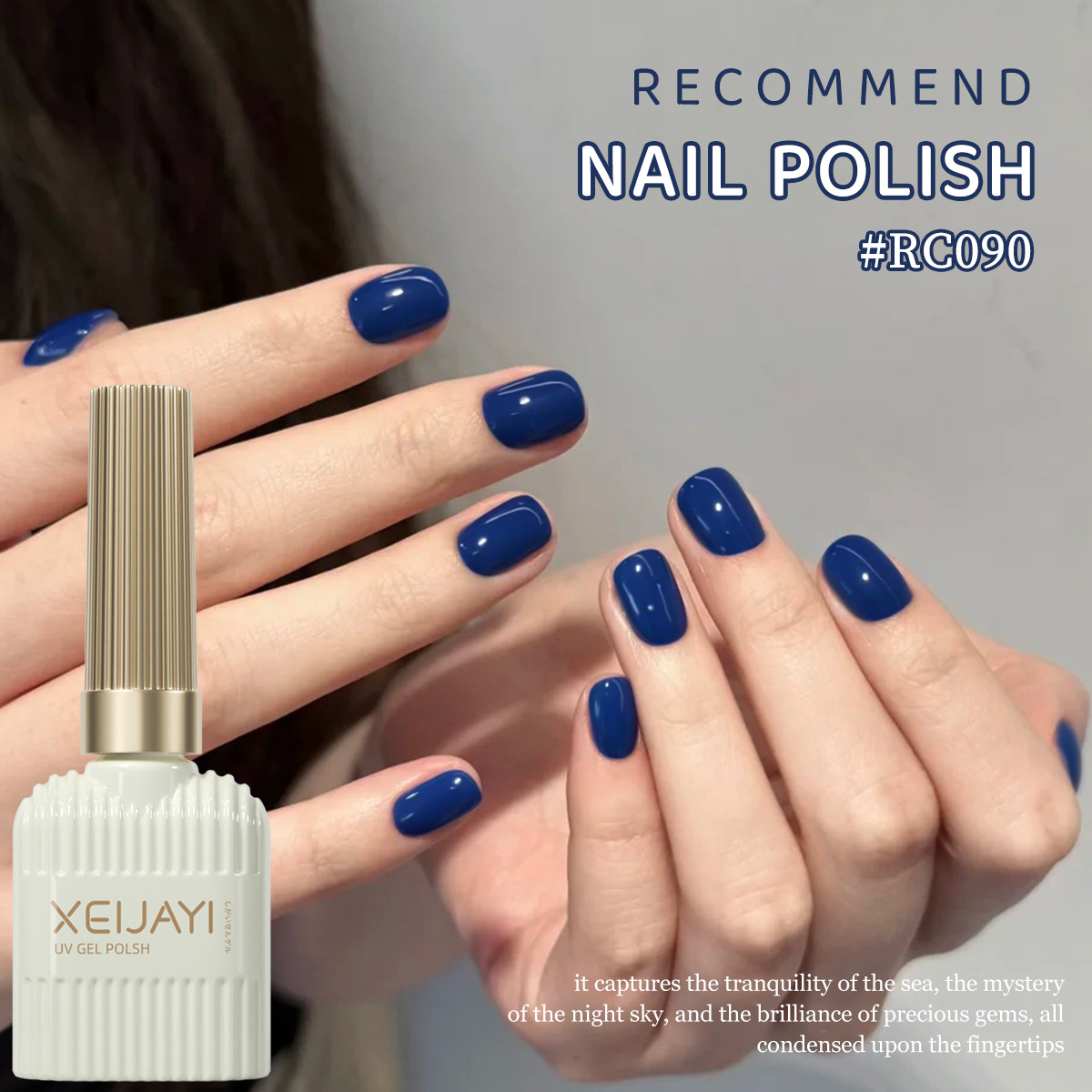 Pegamento de manica de color sólido 2025 nuevo popular en línea blanco azul oscuro tienda de uñas especial