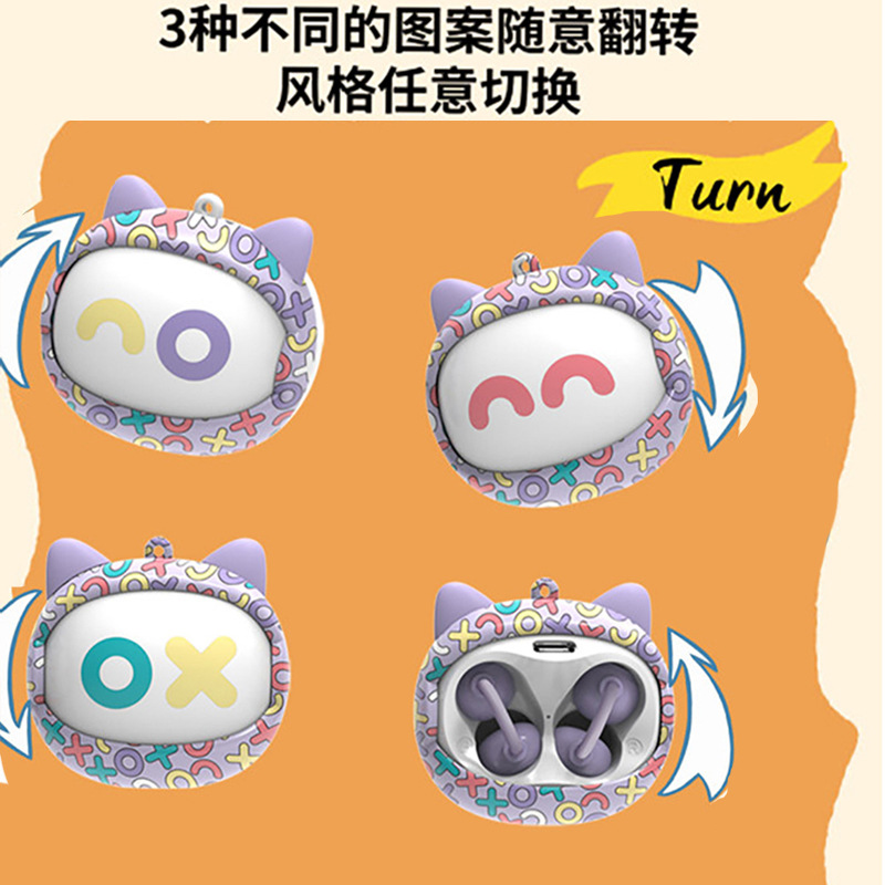 2025 New Cross-Border Bluetooth Wireless Ear Clip-On Headphones Rotating National Trend Style E-Sports Long-Life Noise Reduction Headphones