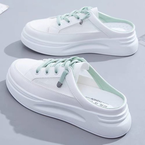 Korean-style headband half-slippers women's outdoor 2025 summer ins mesh breathable casual shoes lazy white shoes for women