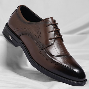 Leather Shoes Men's Summer New Casual Leather Shoes Business Dress Soft Sole Trendy Shoes Derby Shoes Men's One Piece Hair