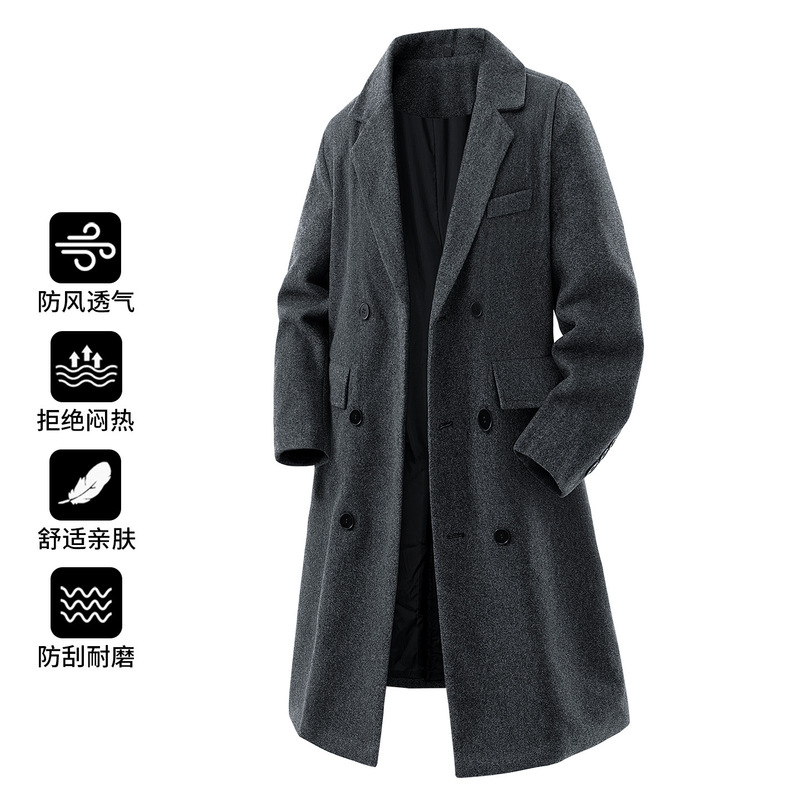 Woolen Coat Men's Spring and Autum Mid-Length 2025 New Versatile Casual British Style Woolen Coat Woolen Coat Men's Spring and Autum Mid-Length 2025 New Versatile Casual British Style Woolen Coat
