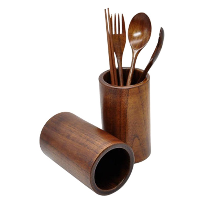 Jujube madera tubo de madera teca pala de madera vajilla de almacenamiento logo cocina seis piezas vajilla de madera