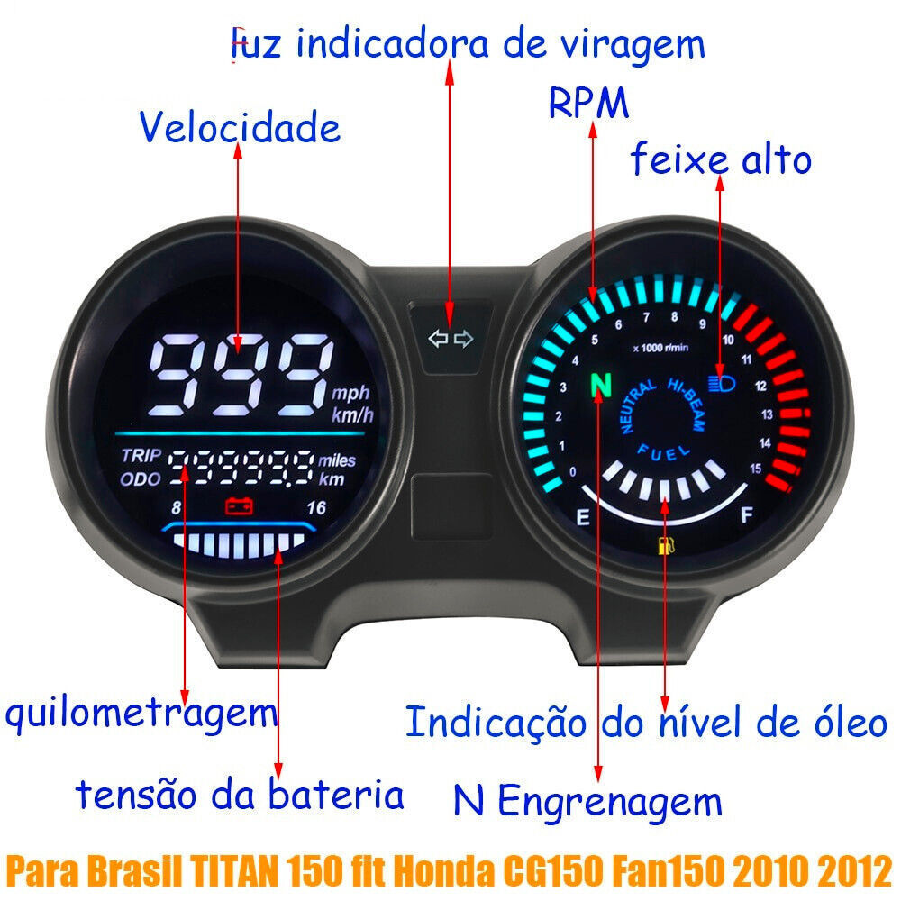 South American Brazilian Motorcycle Led Digital Lcd Instrument Titan150 Cg150 Fan150 Odometer Speedometer