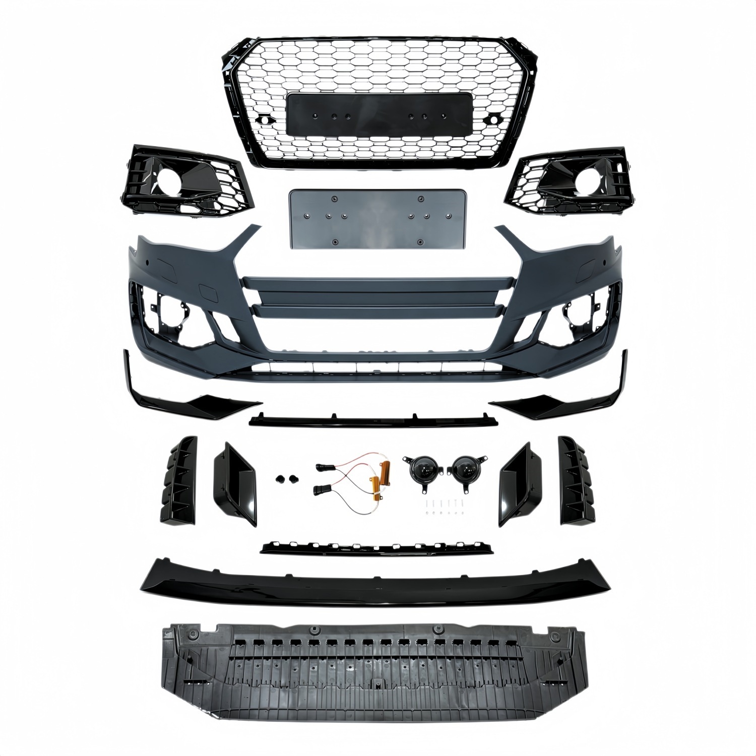 13-16 models suitable for Audi A4L B8PA modified to B9 RS4, including front and rear bumpers, grille, and rear lip – a complete body kit