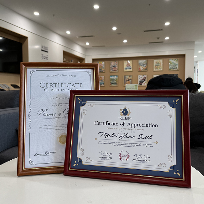 Solid Wood Certificate Frame a Display Frame Table Award Frame Wall Hanging Paper Horizontal Frame Honor Authorization Letter Framed