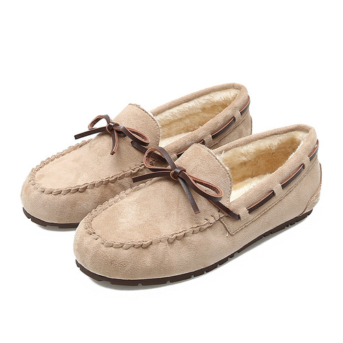 Women's Plush Cotton Autumn/Winter New Arrival Flat Color Block Butterfly Knot Pregnant Shoes for Big Footed Women Size 41-43