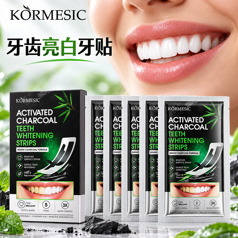 Cross-Border Popular Bamboo Charcoal Whitening Tooth Strips, Teeth Cleaning Strips, Stain Removal Strips, Tartar Removal Strips, Whitening Tooth Strips