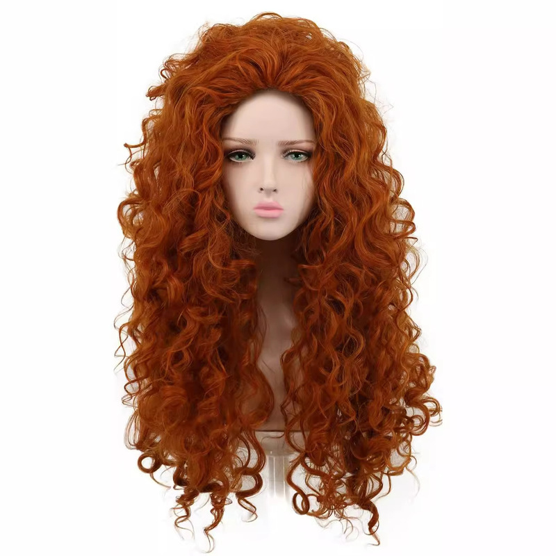European and American Fashion Fluffy Curly Hair Chemical Fiber Headgear High Temperature Silk Ladies Fashion Long Curly Hair Orange Cos Wig Wholesale European and American Fashion Fluffy Curly Hair Chemical Fiber Headgear High Temperature Silk Ladies Fashion Long Curly Hair Orange Cos Wig Wholesale