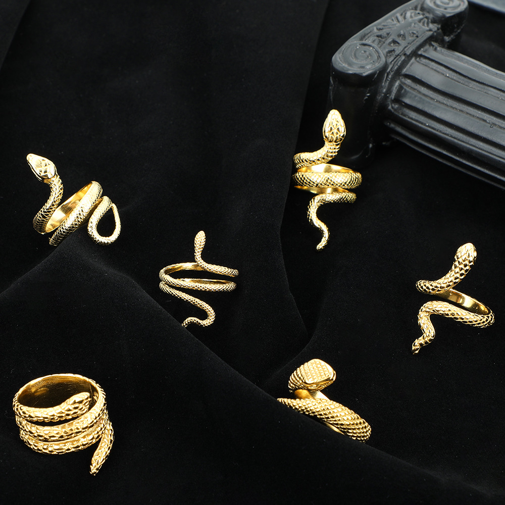 Retro Animal Snake Stainless Steel Plating Unisex Rings display picture 2