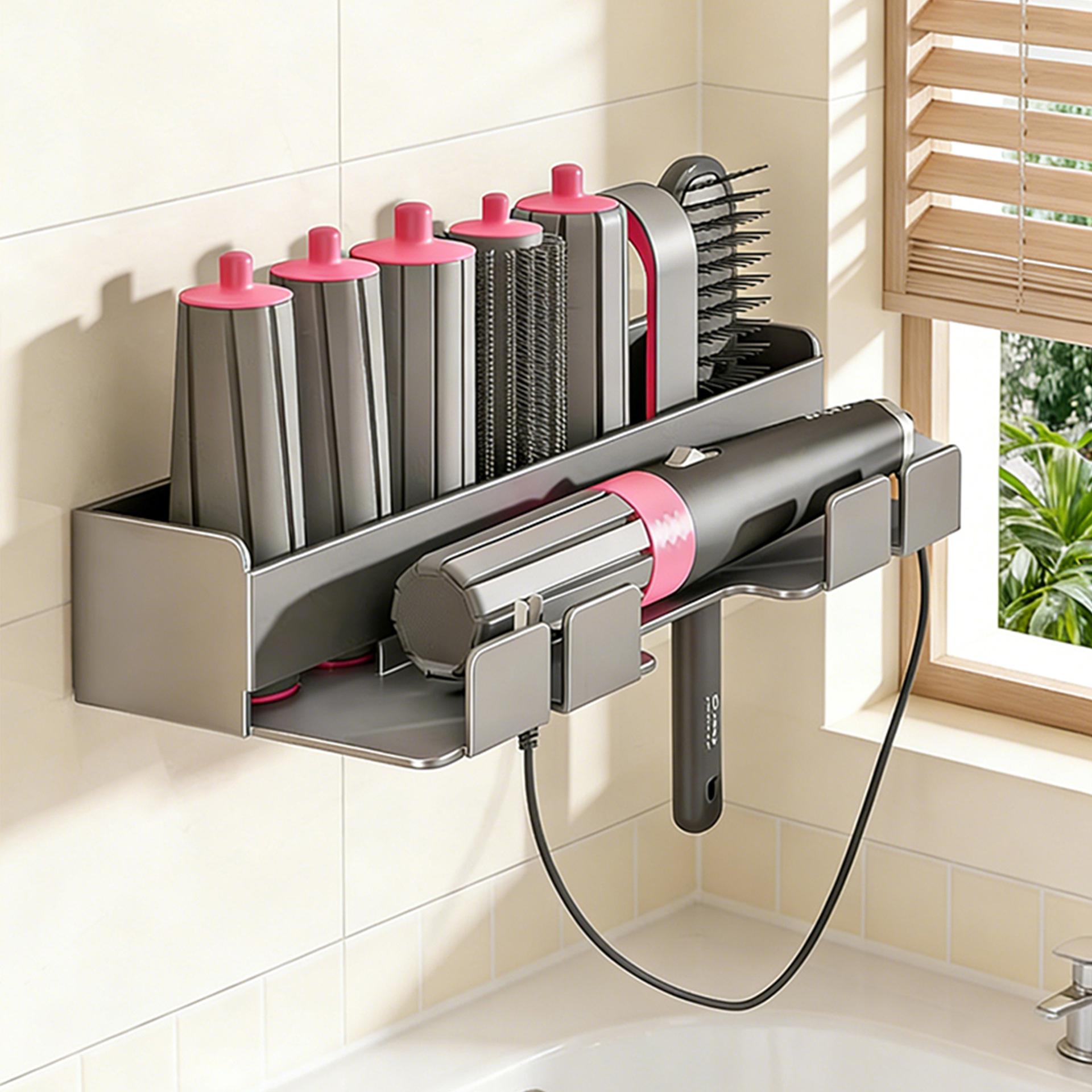 Suitable for Dyson Curling Iron Storage Rack, Hair Dryer Holder, No-Drill Wall Mount