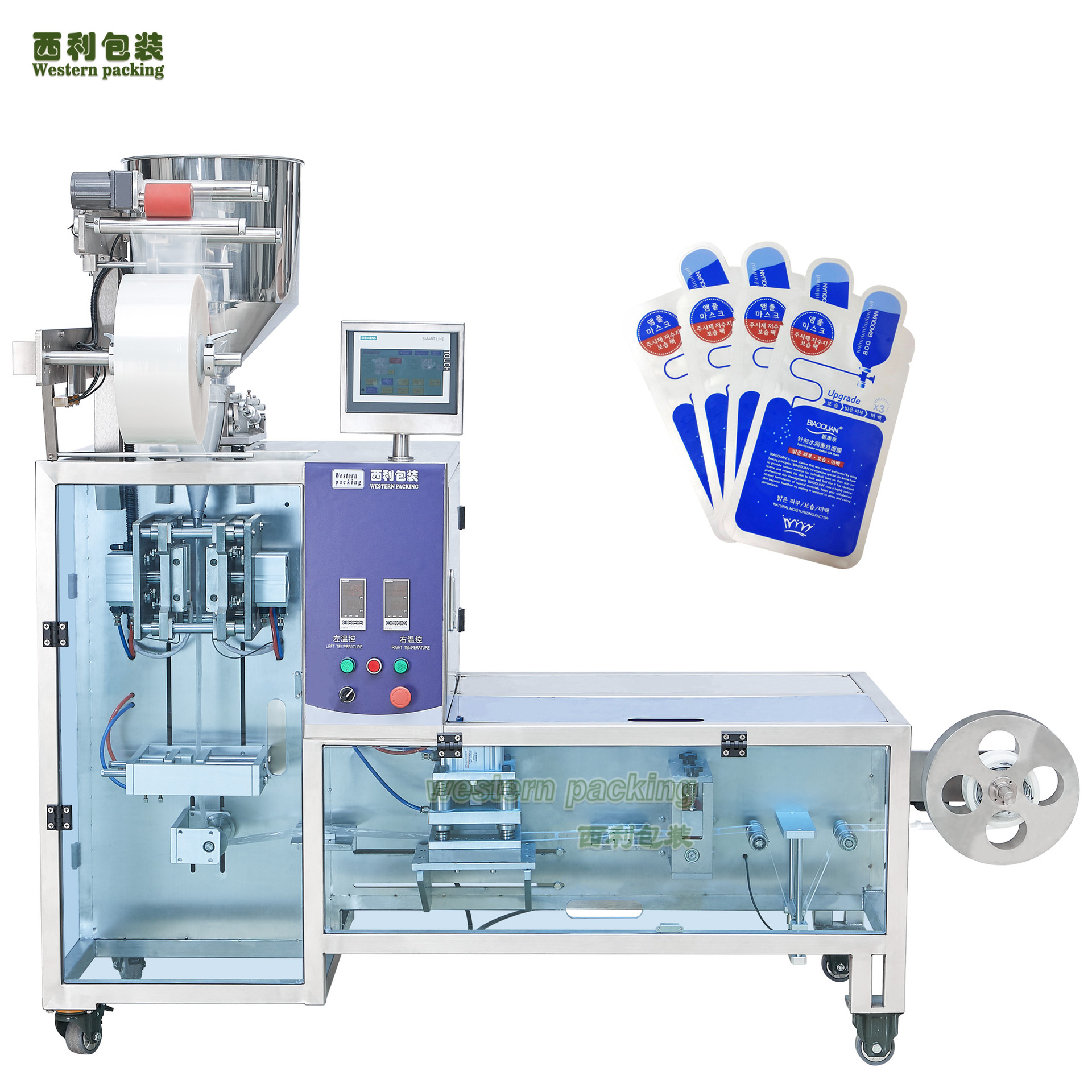 液体膏体异型袋包装机全自动定量灌装药膏圆形边圆角袋装包装机