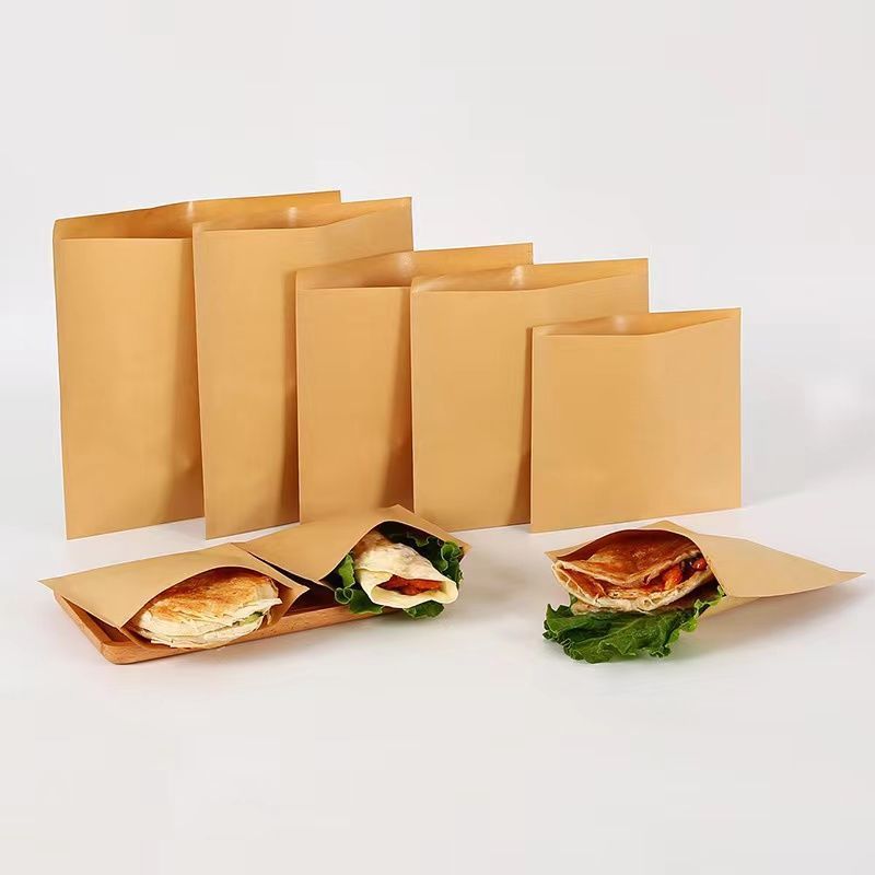 クラフト紙袋食品包装袋使い捨て包装ビスケット手作りパンケーキ肉まんバーベキュースナック耐油|undefined