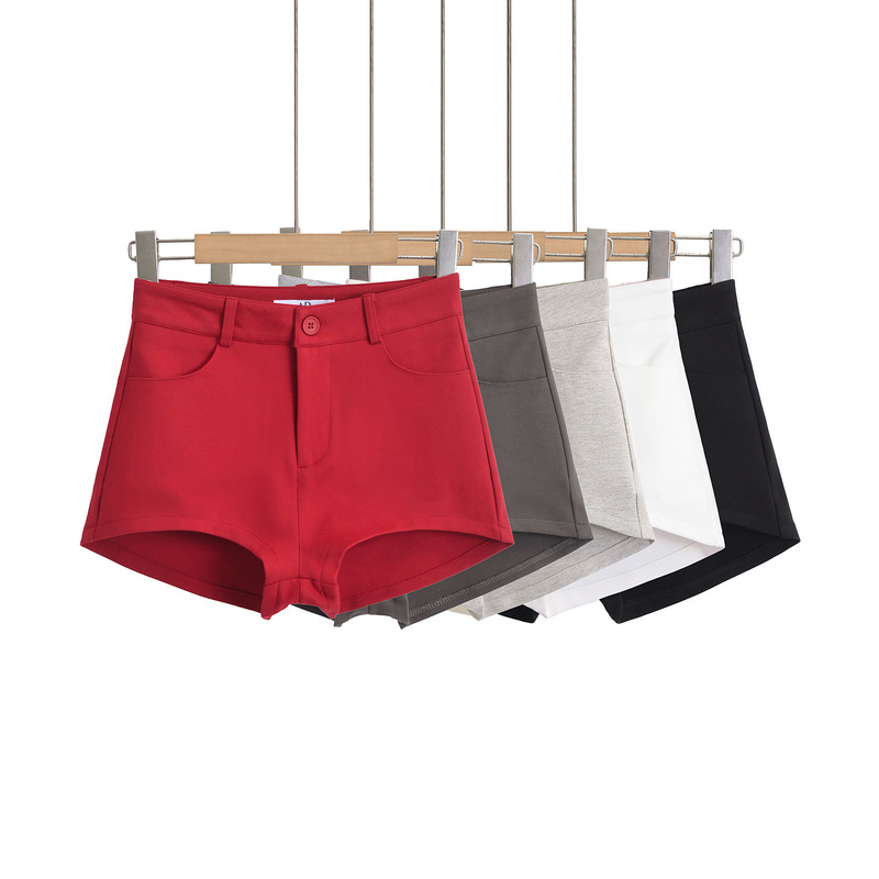 American Style Hot Girl Low-waisted Slim-fit Shorts Summer New Style Retro Street Solid Color Hip-lift Long Leg Hot Girl Shorts