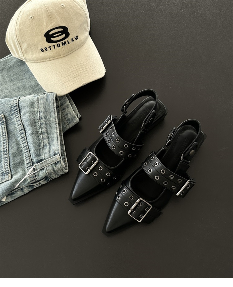 French style small fragrant pointed toe Mary Jane shoes retro medium thick heel single shoes for women 2024 spring and summer _voghion.com