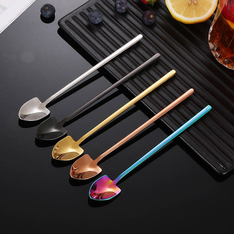304 mango largo de acero inoxidable Cabeza Cuadrada cuchara pala bar creativo cuchara de hielo cuchara de mezcla de café del hogar cuchara de condimento