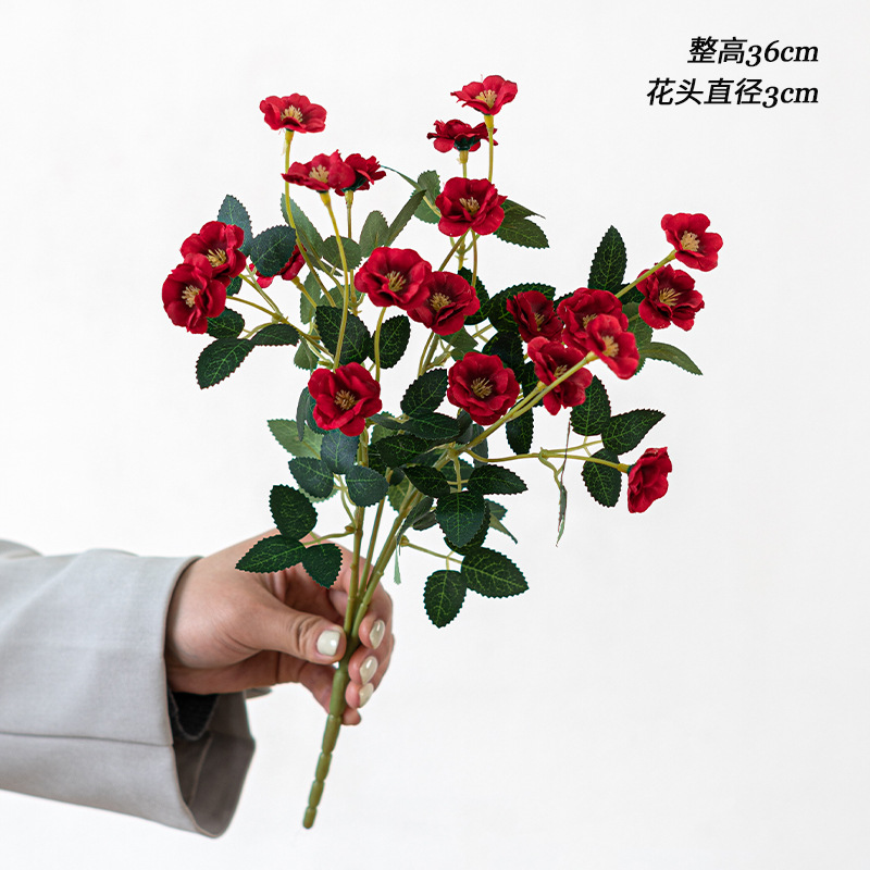 5 ramas 20 rosas flor artificial flor falsa flor flor de bricolaje de boda material de flor hogar rosa rosa pequeña flor biónica flor decorativa