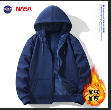 重磅连帽卫衣男士开衫外套新秋冬季加绒加厚夹克宽松学生纯色跨境