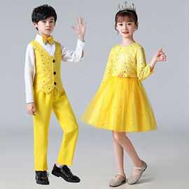 元旦儿童大合唱演出服幼儿园女童公主裙蓬蓬裙小学生朗诵表演服饰