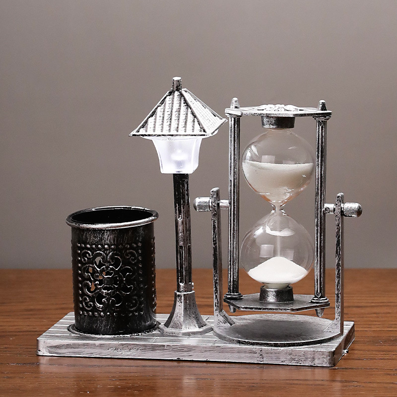 Creativo farola de arena que fluye antigua portalápices regalo para estudiantes reloj de arena blanco que cambia de color luz nocturna decoración regalo de cumpleaños
