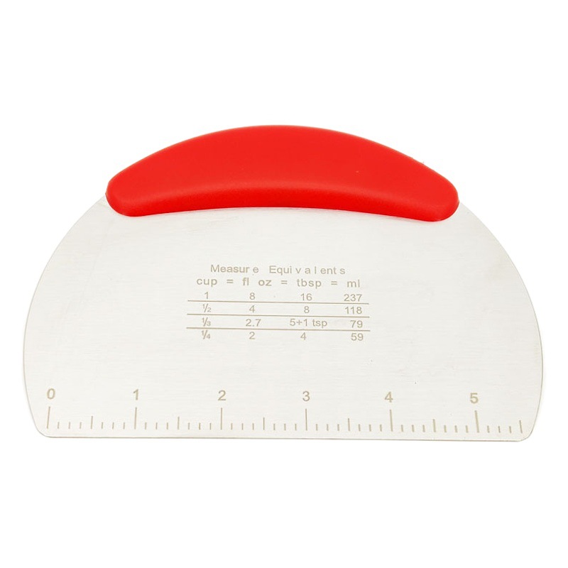 Semicircular Stainless Steel Dough Cutter Scraper with Scale, Baking Scraper for Cakes and Dough, Special for Rice Rolls and Desserts