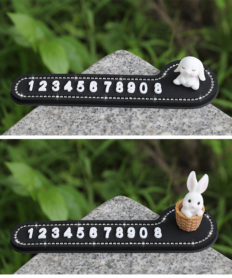 Cute temporary parking sign for cars, car phone number plate for moving vehicles, creative car interior decoration accessories