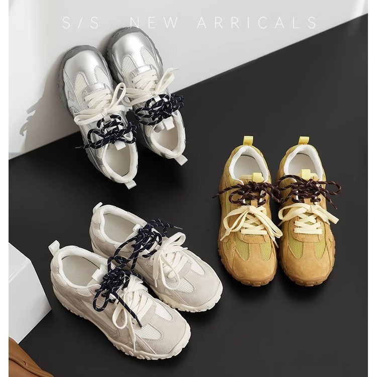 En 6cm, realce los pequeños zapatos Forrest Gump para mujer, primavera y verano, suela gruesa, deportes, ocio, malla, cuero transpirable, zapatos de entrenamiento alemán para mujer