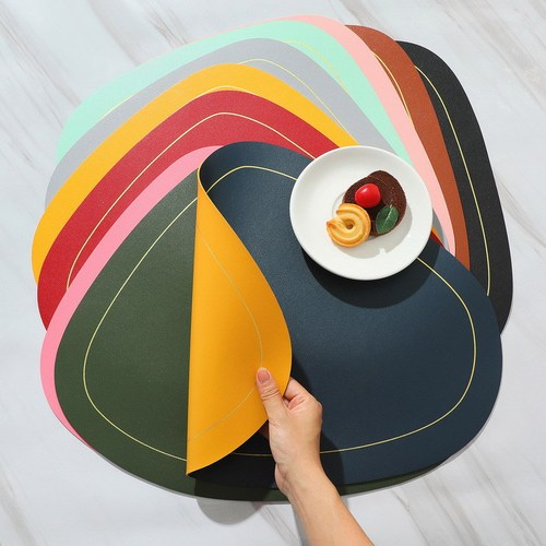 Nordic style Instagram style western food mat double-layer irregular oil-proof heat-insulating mat hotel leather PVC table mat wholesale plate mat