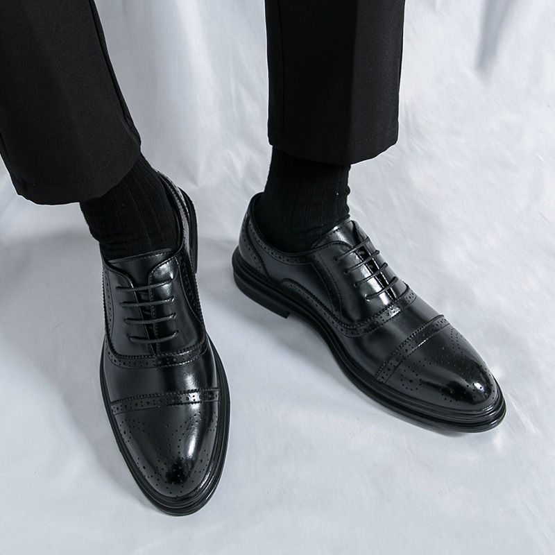 ShoeVault Scarpe da uomo in pelle con suola spessa, formali, casual, stringate, stile Derby, taglie forti, color block, da matrimonio_voghion.com