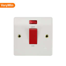 厂家批发86型墙壁电源欧标英式45A250V一开一位开关面板定制