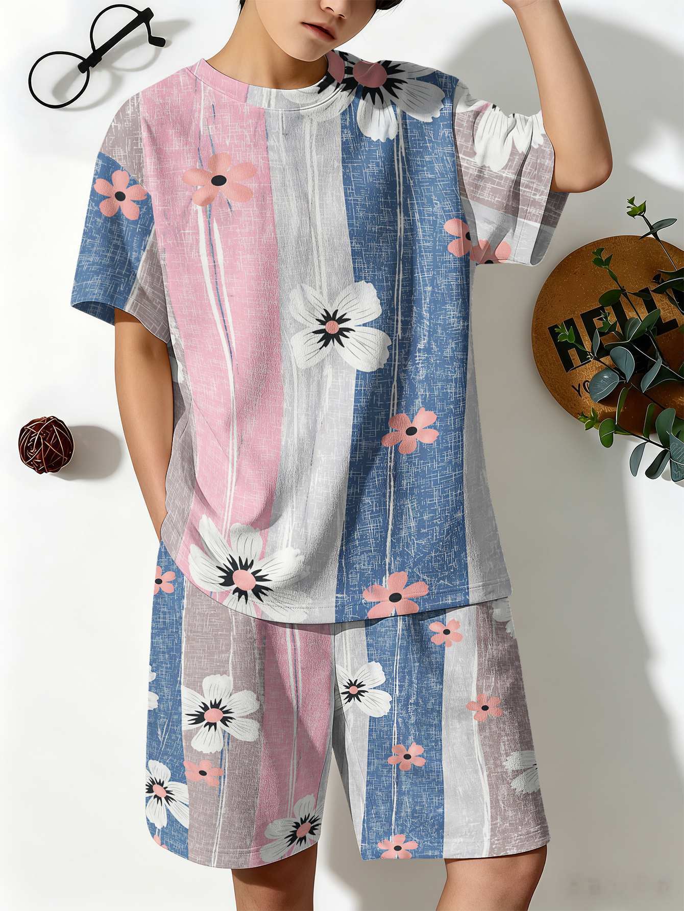 Jungen Anzug Mit Polka-dot- Und Blumenmuster In 3d-optik Set_voghion.com