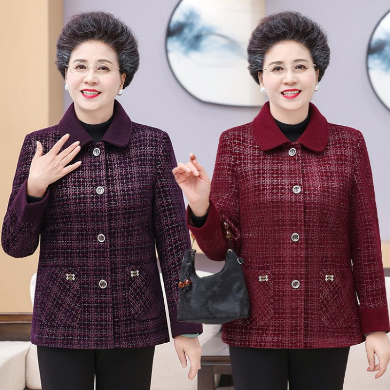 妈妈冬装外套水貂绒新款中老年人女秋冬季加绒加厚短款毛呢上衣服|undefined