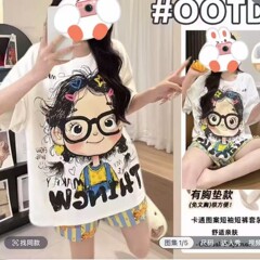 源头工厂带胸垫云朵棉睡衣女短袖短裤夏季家居服套装少女可外穿爆
