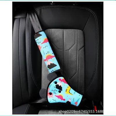 Protector Cartoon Set Kidsren's Seat | Seat belt shoulder pad - dinosaur-green-set