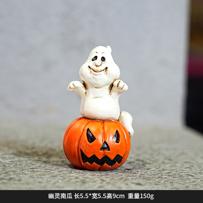 Árbol de Halloween encantado casa encantada mecedora adornos hechos a mano encantador decoración de escritorio fantasma hombre negro adornos de resina de automóvil
