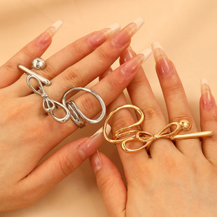 European and American Cross-border Ins Temperament Simple Geometric Ring Women's Light Luxury High-end Niche Design Open Ring Ring