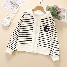 2025新款百搭条纹女童外套春秋款儿童中大童上衣时尚童装洋气