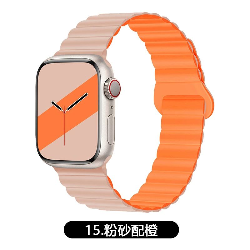 Подходит ремешок Apple Watch двухцветный магнитный силикон IWATCH1-9 поколения/SE
