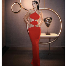 2023新款绷带长裙跨境亚马逊速卖通爆款性感cut out宴会派对礼服